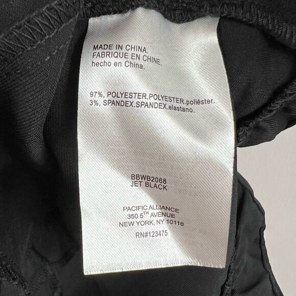 BEBE Satin Off-The Shoulder Romper Ruffled Trim Long Sleeve Shorts Black Women S - Picture 7 of 8